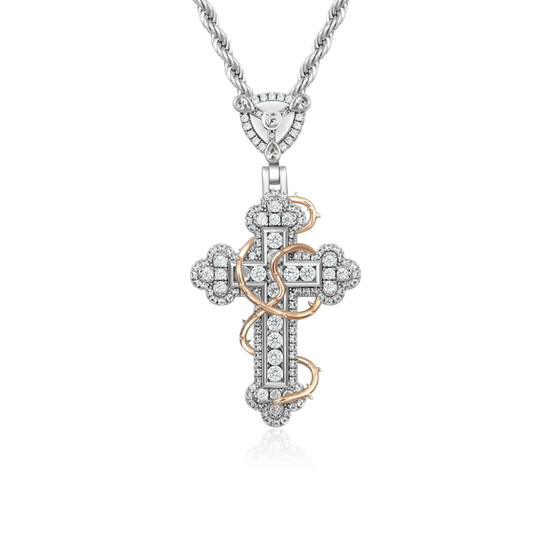 Thorned Blossom Cross Pendant - Small - APORRO