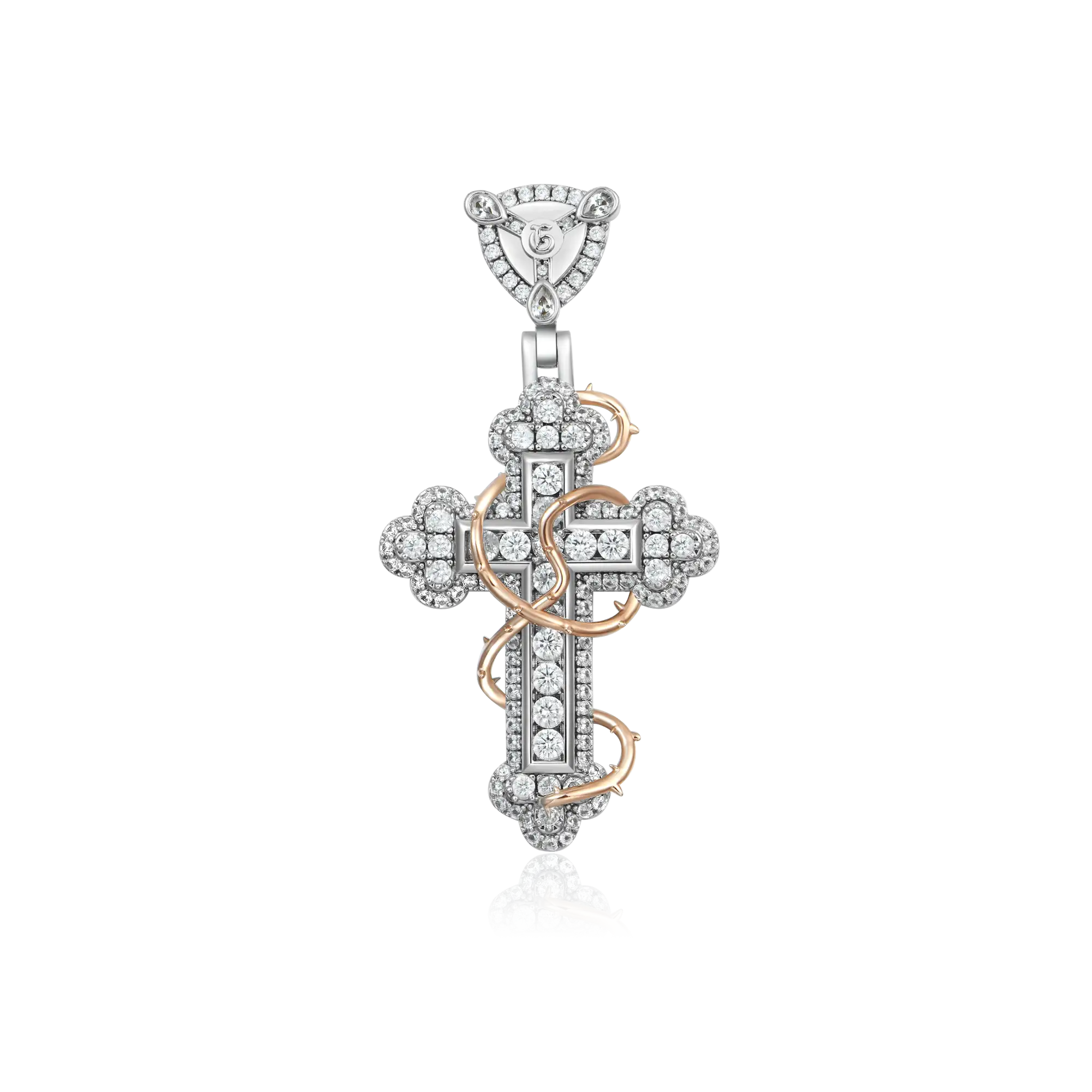 Pendant croix de fleur épine - 40 mm