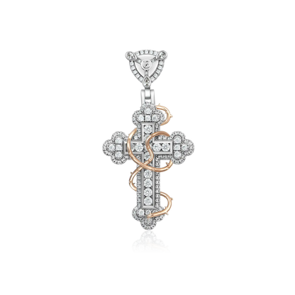 Pendant croix de fleur épine - 40 mm