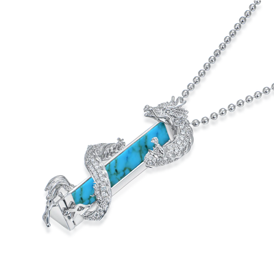 WONG Dragon Jade Pillar Cuban Chain & Anhänger-Set – Silber