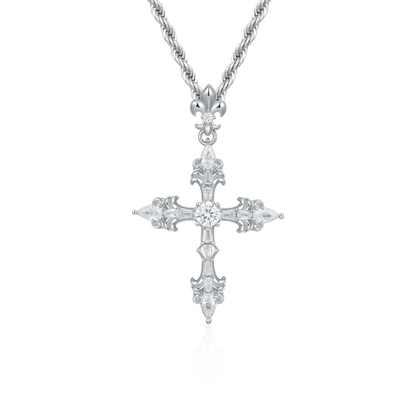 Vintage Cross & Custom Name Necklace Set
