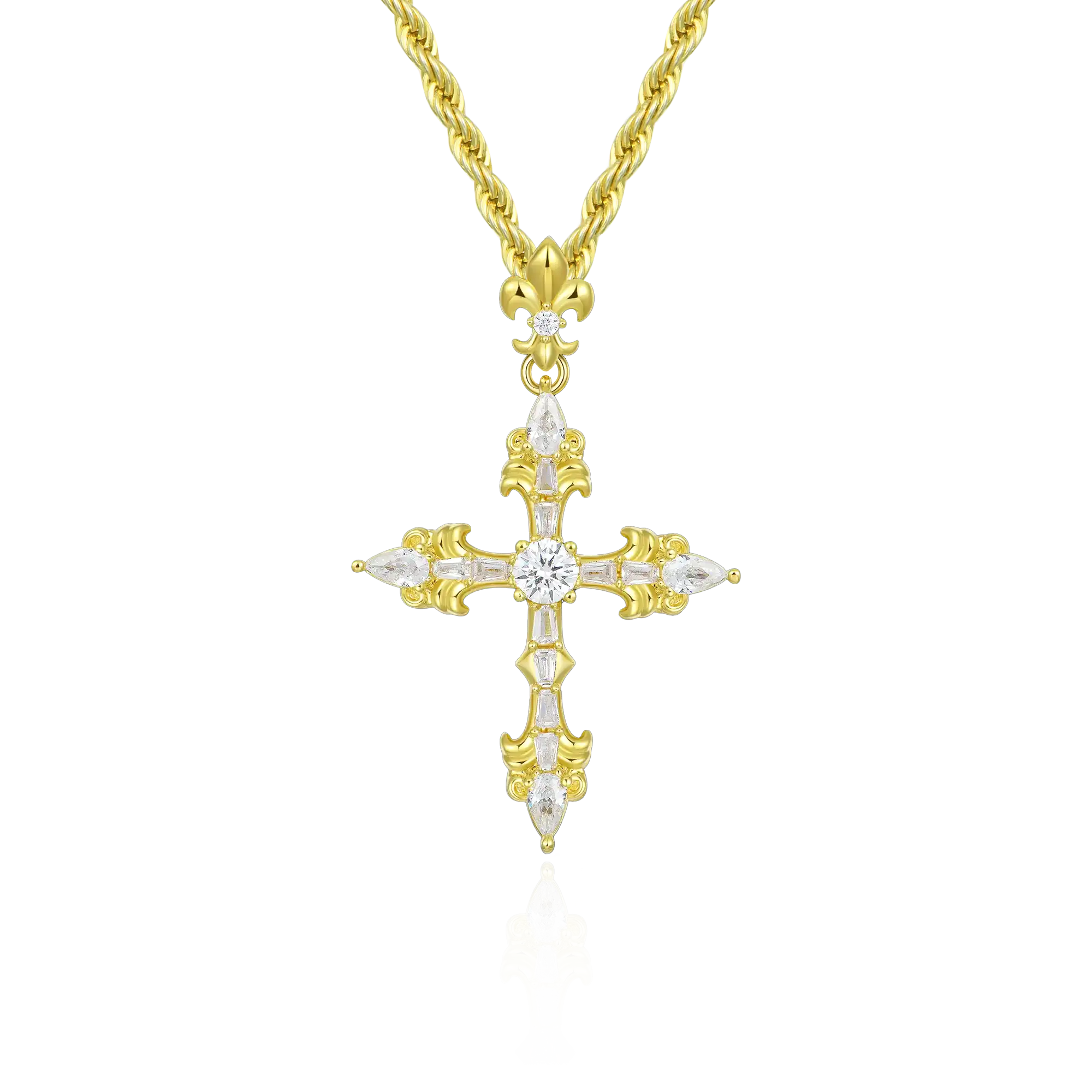Vintage Cross & Custom Name Necklace Set
