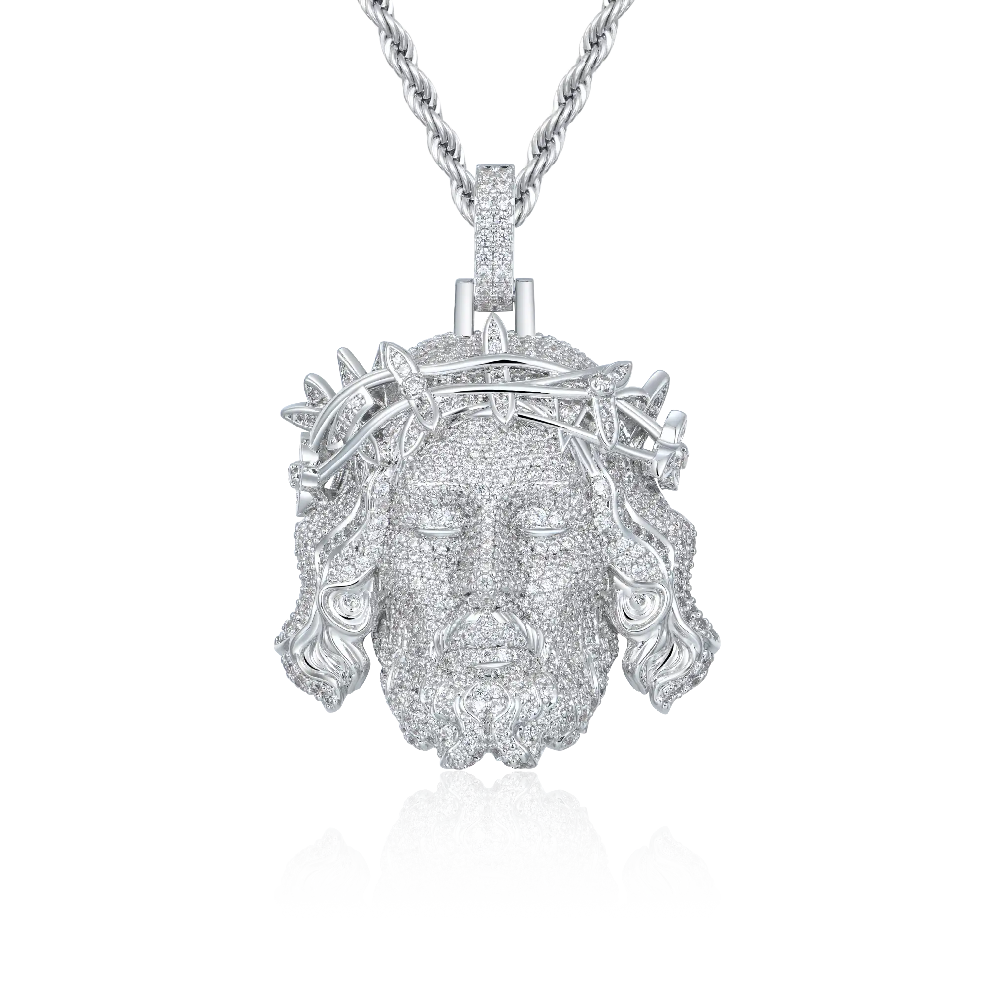 Pendentif en forme de pièce de Jésus avec glace - Style 2