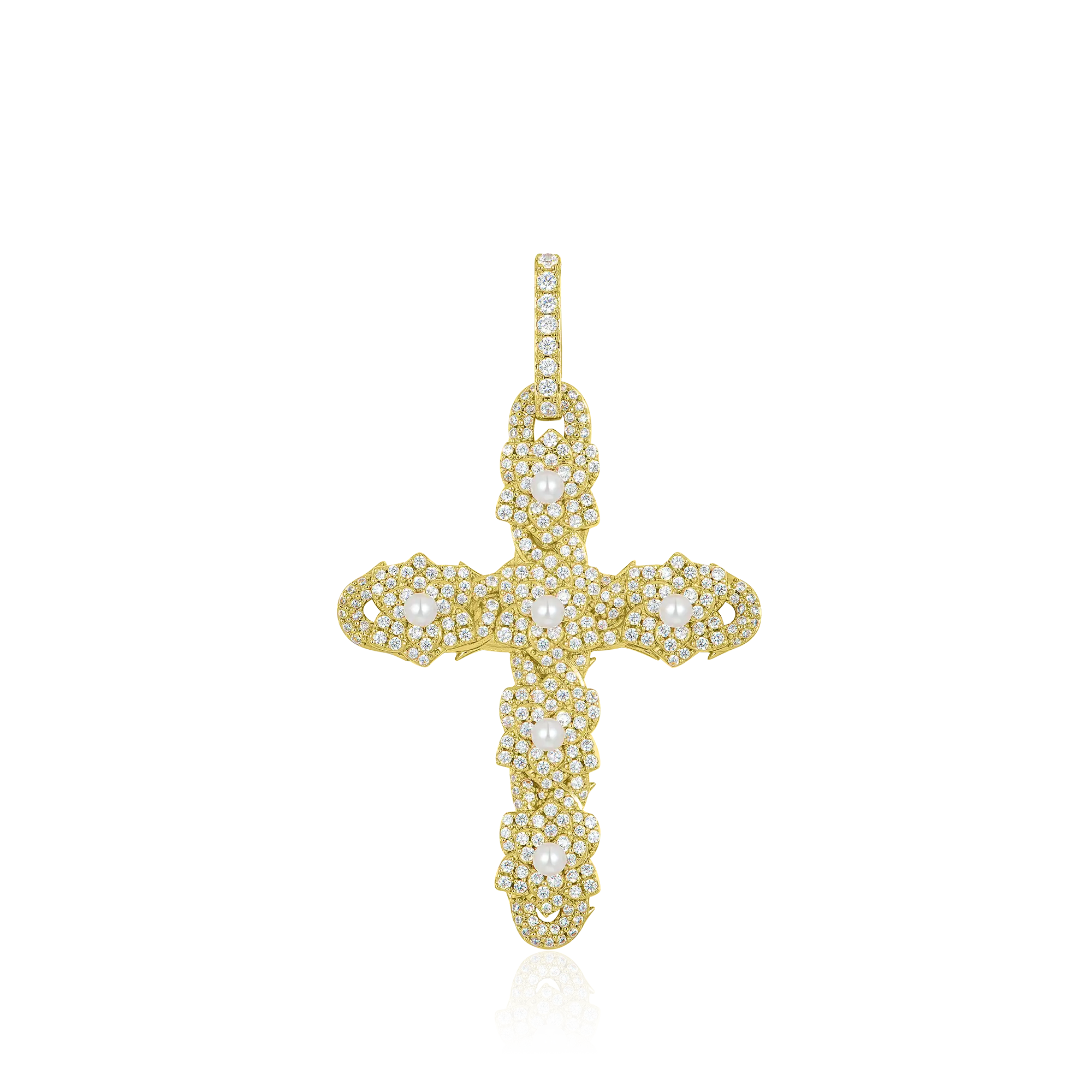 Pearl Rose Cross Colgante