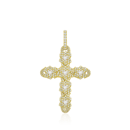 Pearl Rose Cross Colgante