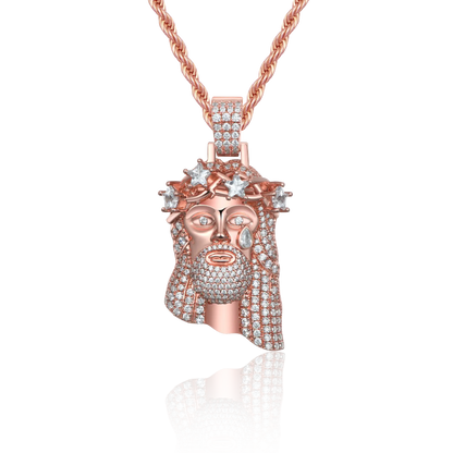 Women's Rose Gold Stellar Jesus Pendant - Small