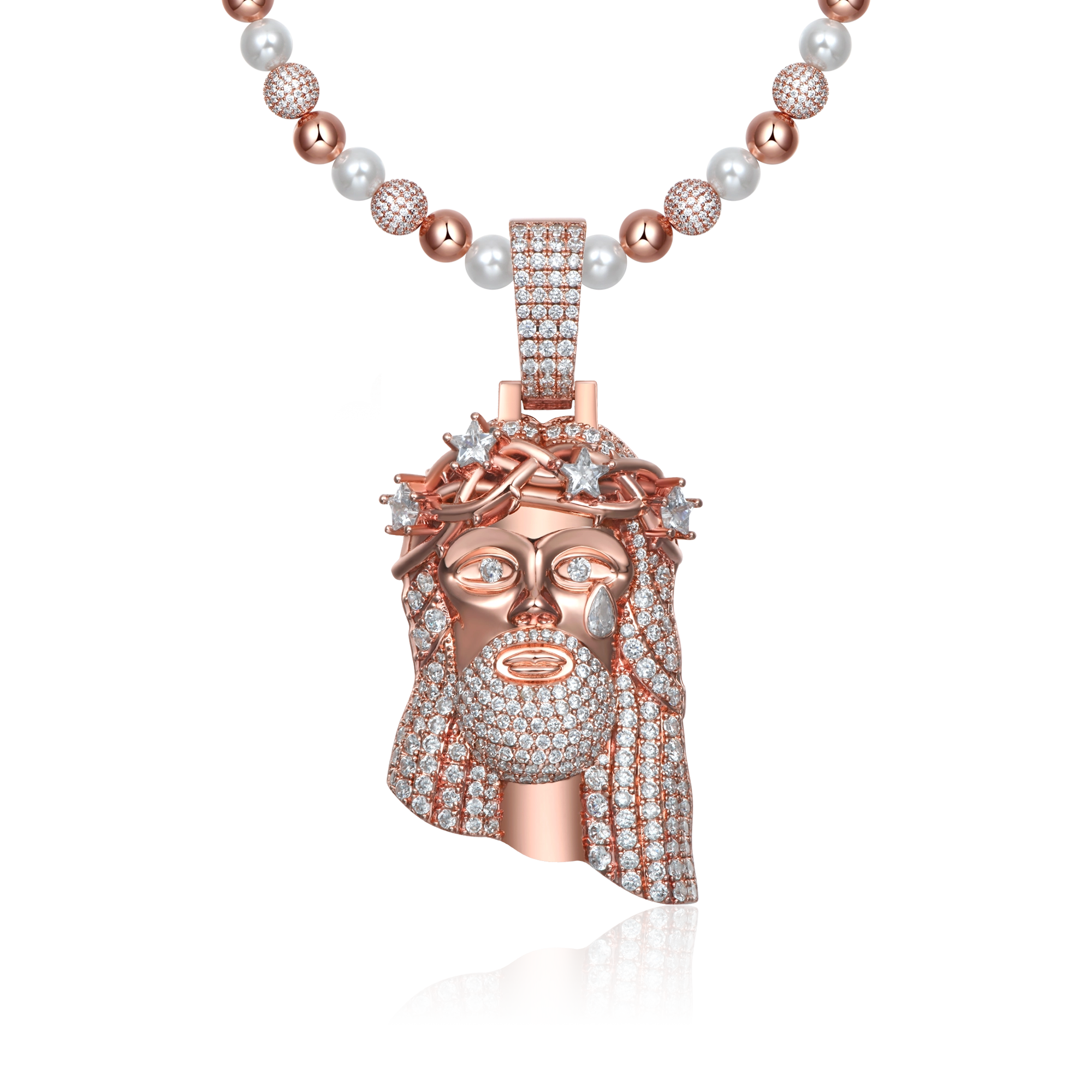 MOISSANITE Rose Gold Stellar Jesus Colgante - Medio
