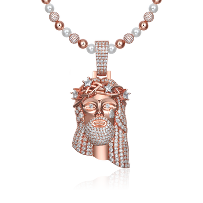 Moissanite Oro rosa stellare Gesù ciondolo - Medium