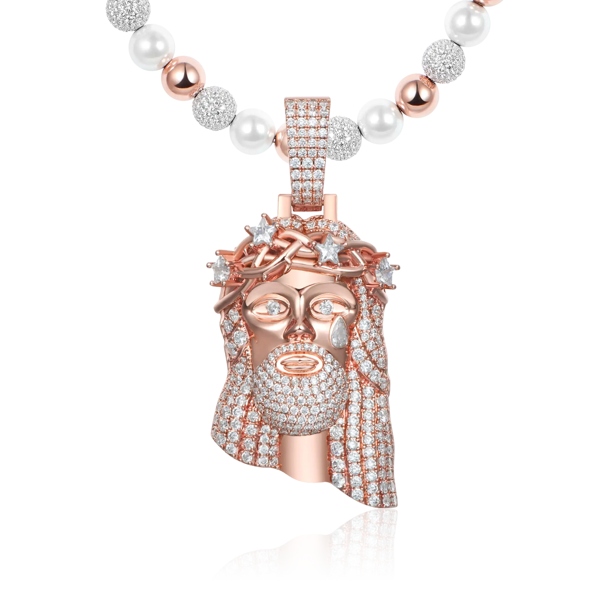 Rose Gold Stellaire Jésus Pendentif - Medium