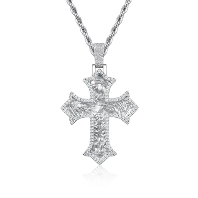 Pendentif Croix de Dévotion Sacrée Moissanite - Moyen
