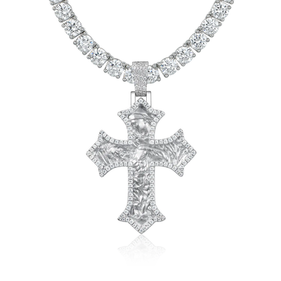 Pendentif Croix de Dévotion Sacrée Moissanite - Moyen