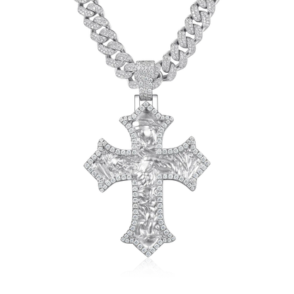 Pendentif Croix Sacrée Dévotion en Moissanite - Grand