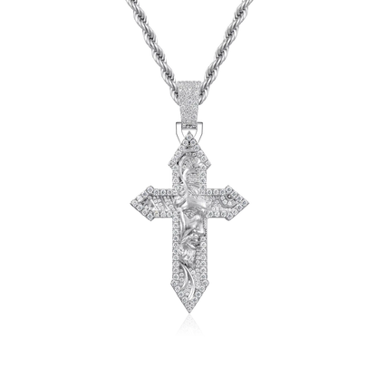 Pendentif croix gravé divin - médium