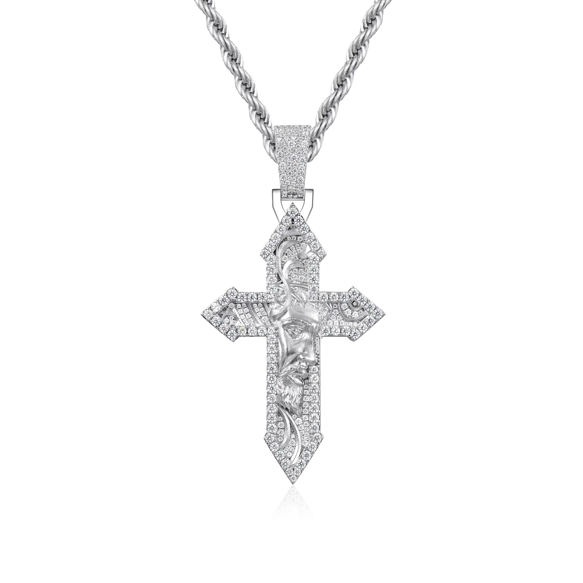 Moissanite Divine gravée croix croix - médium