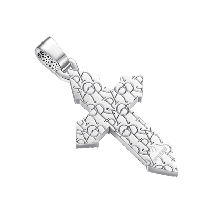 Moissanite Divine Engraved Cross Pendant - Medium