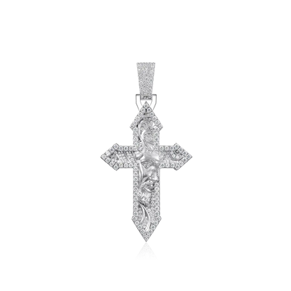 MOISSANITE Divino Divino Grabado Cross Cross - Medio