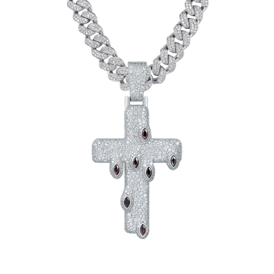 Pendentif croix de larmes cramoisies glacées