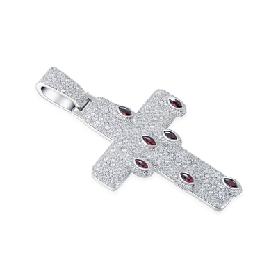 Pendentif croix de larmes cramoisies glacées