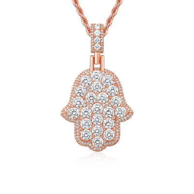Moissanite Brilliance Layered Hamsa Pendant