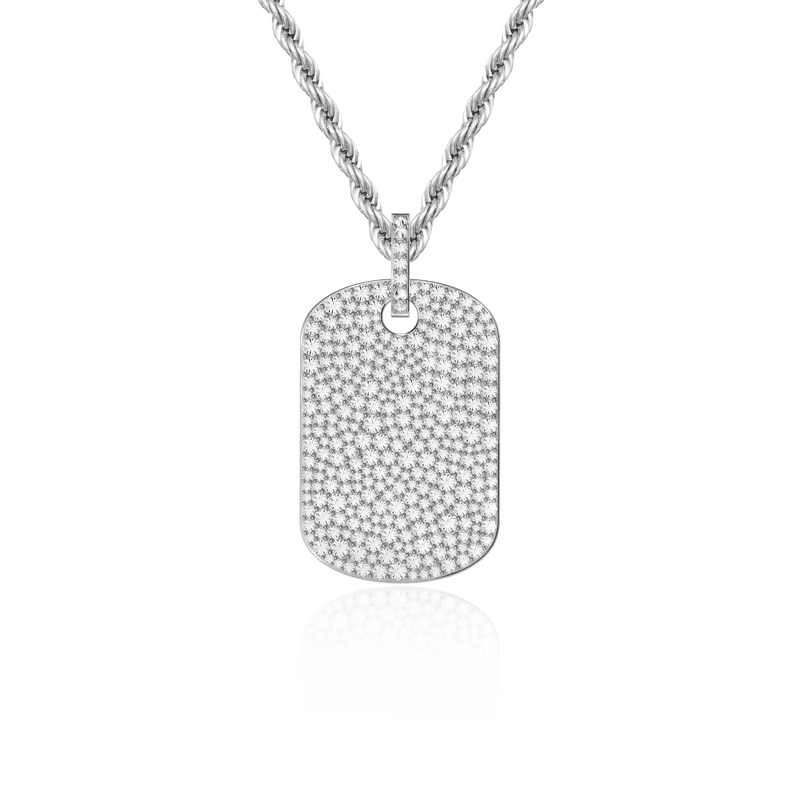 Reverse Set Diamond Dog Tag Pendant - APORRO