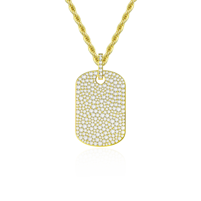 Reverse Set Diamond Dog Tag Pendant - APORRO