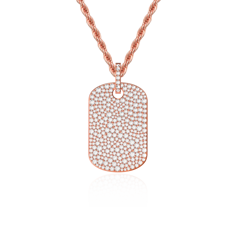 Reverse Set Diamond Dog Tag Pendant - APORRO