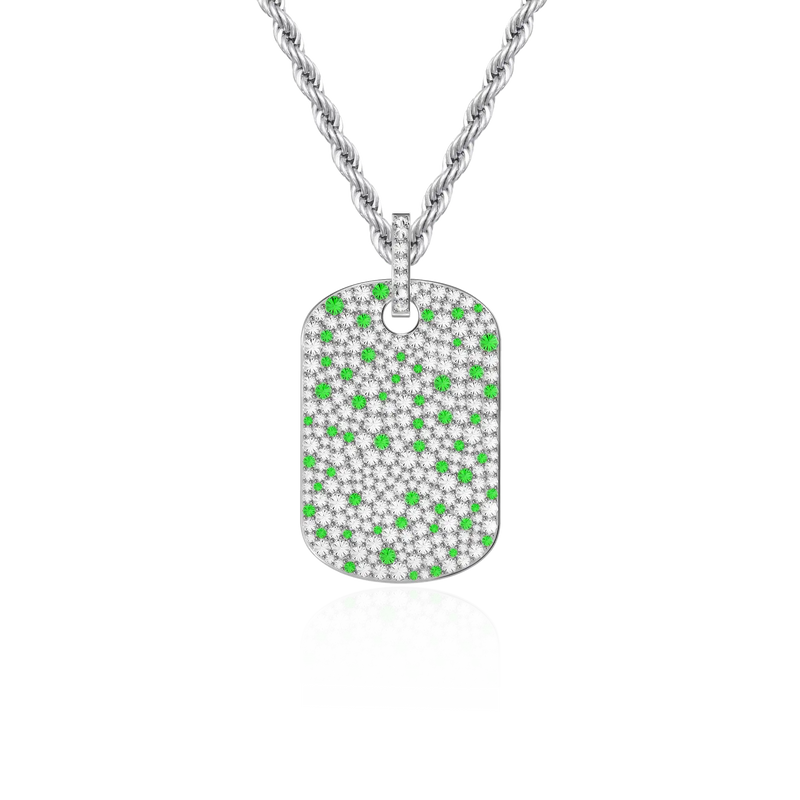 Reverse Set Diamond Dog Tag Pendant - Mix - APORRO