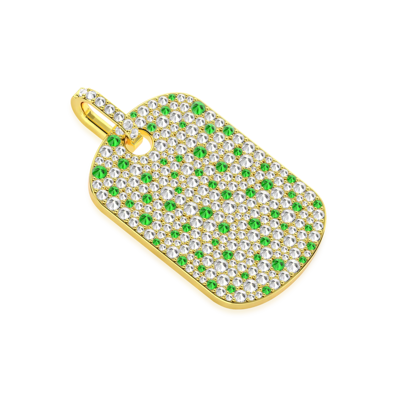 Reverse Set Diamond Dog Tag Pendant - Mix - APORRO