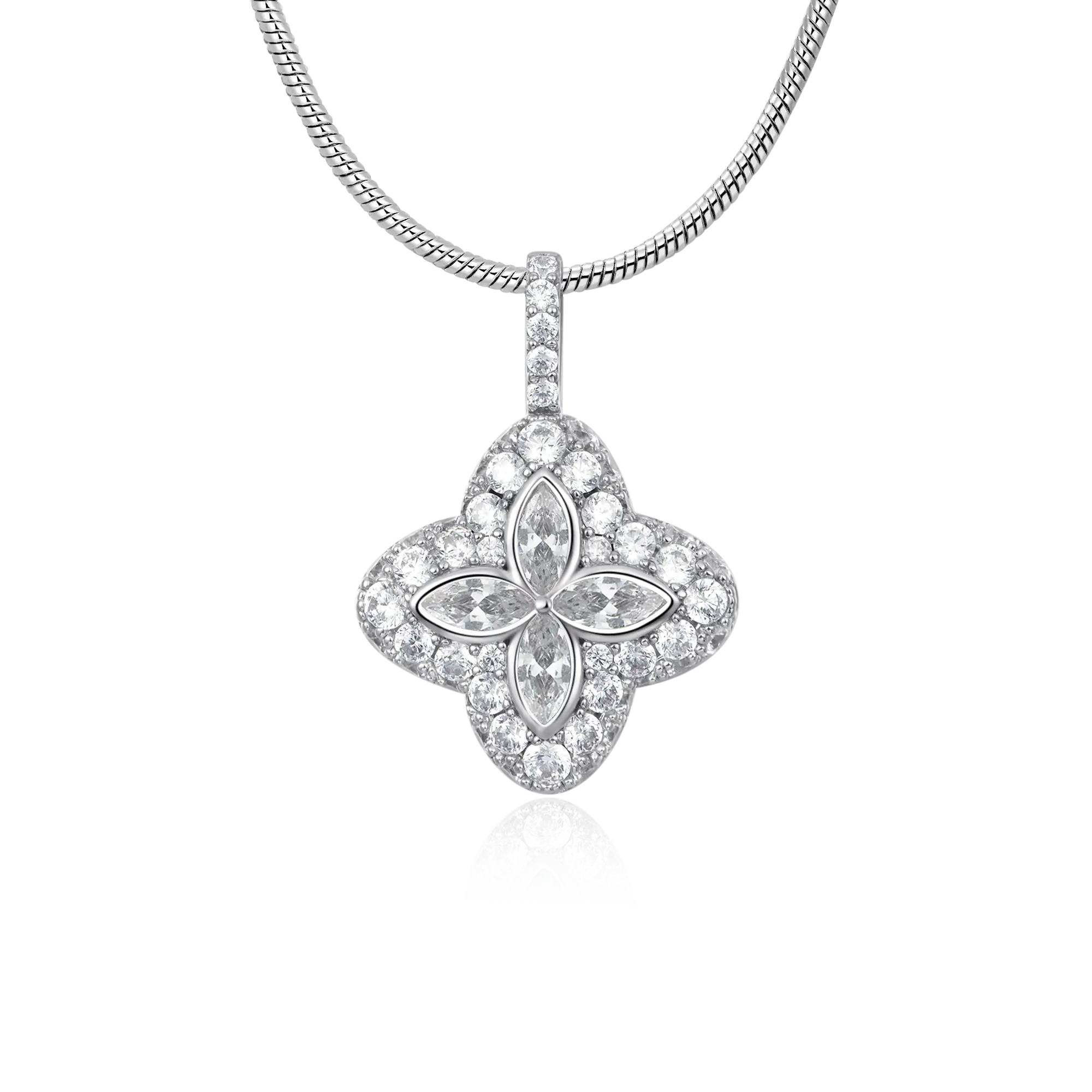 Pendentif de trèfle lumineux glacé - Diamond blanc