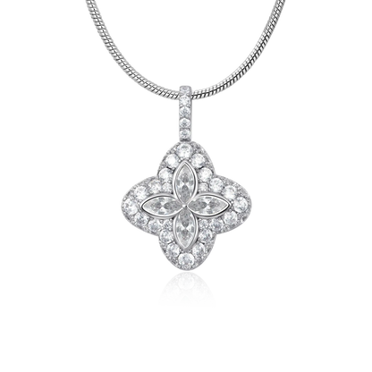 Pendentif de trèfle lumineux glacé - Diamond blanc