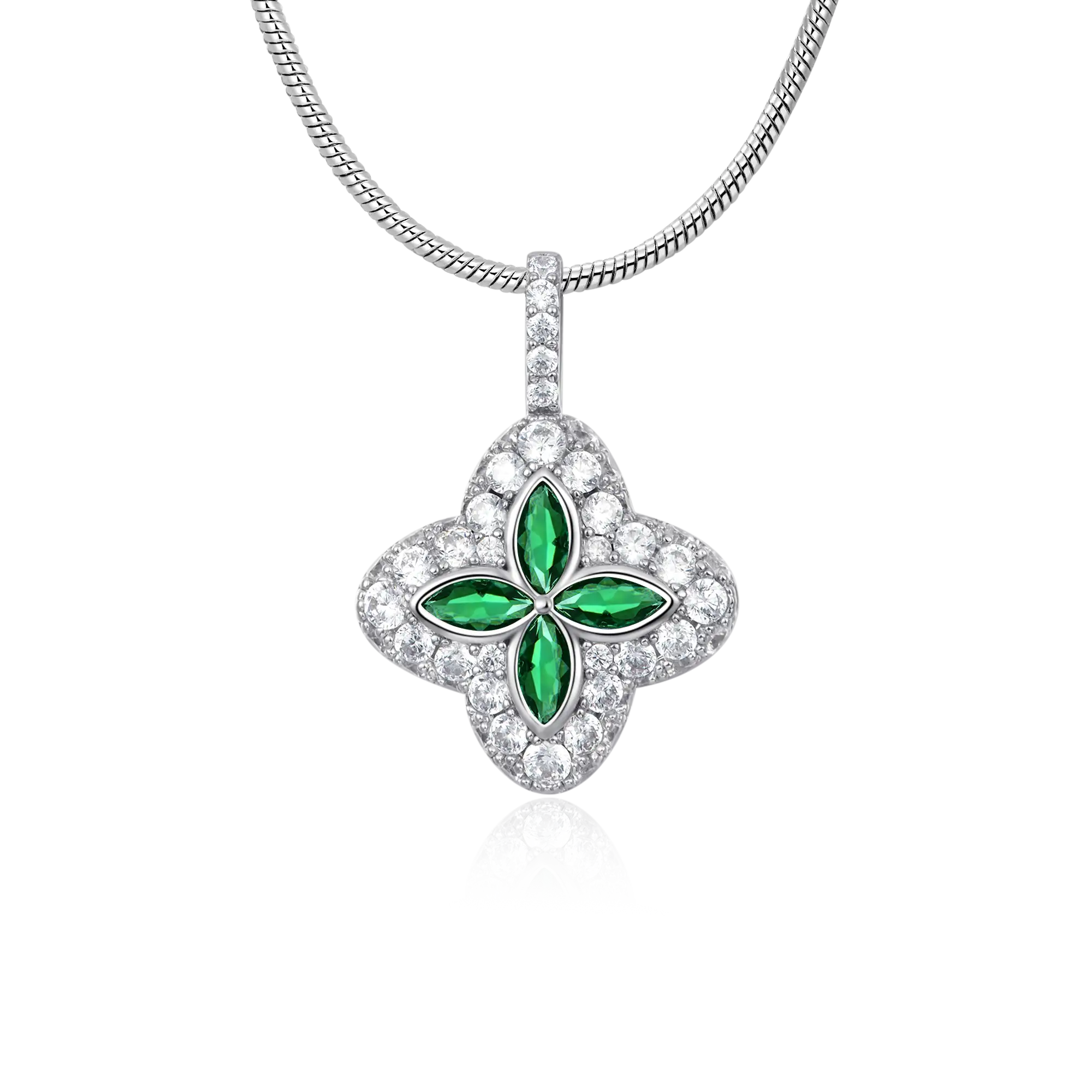 Iced Luminous Clover Pendant & Earring Set
