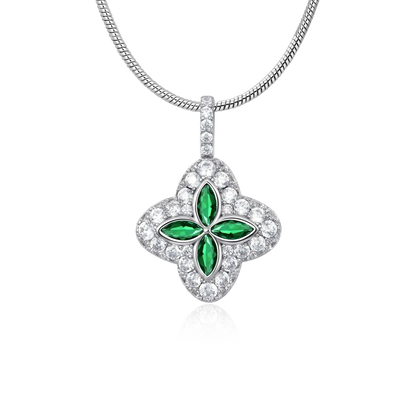 Iced Luminous Clover Pendant & Earring Set