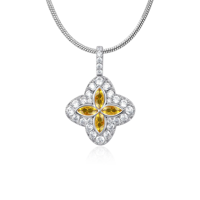 Vereiste leuchtende Kleeblatt-Anhänger – gelber Diamant