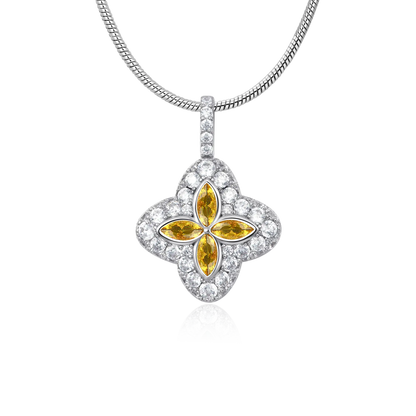 Pendentif de trèfle lumineux glacé - diamant jaune