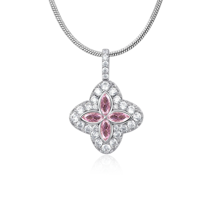 Pendentif en trèfle lumineux glacé - diamant rose