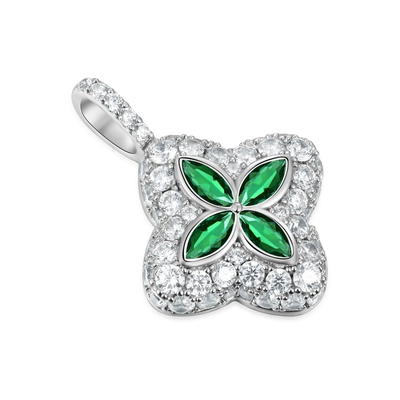 Pendentif trèfle lumineux glacé & Ensemble Trinity de chaîne de tennis