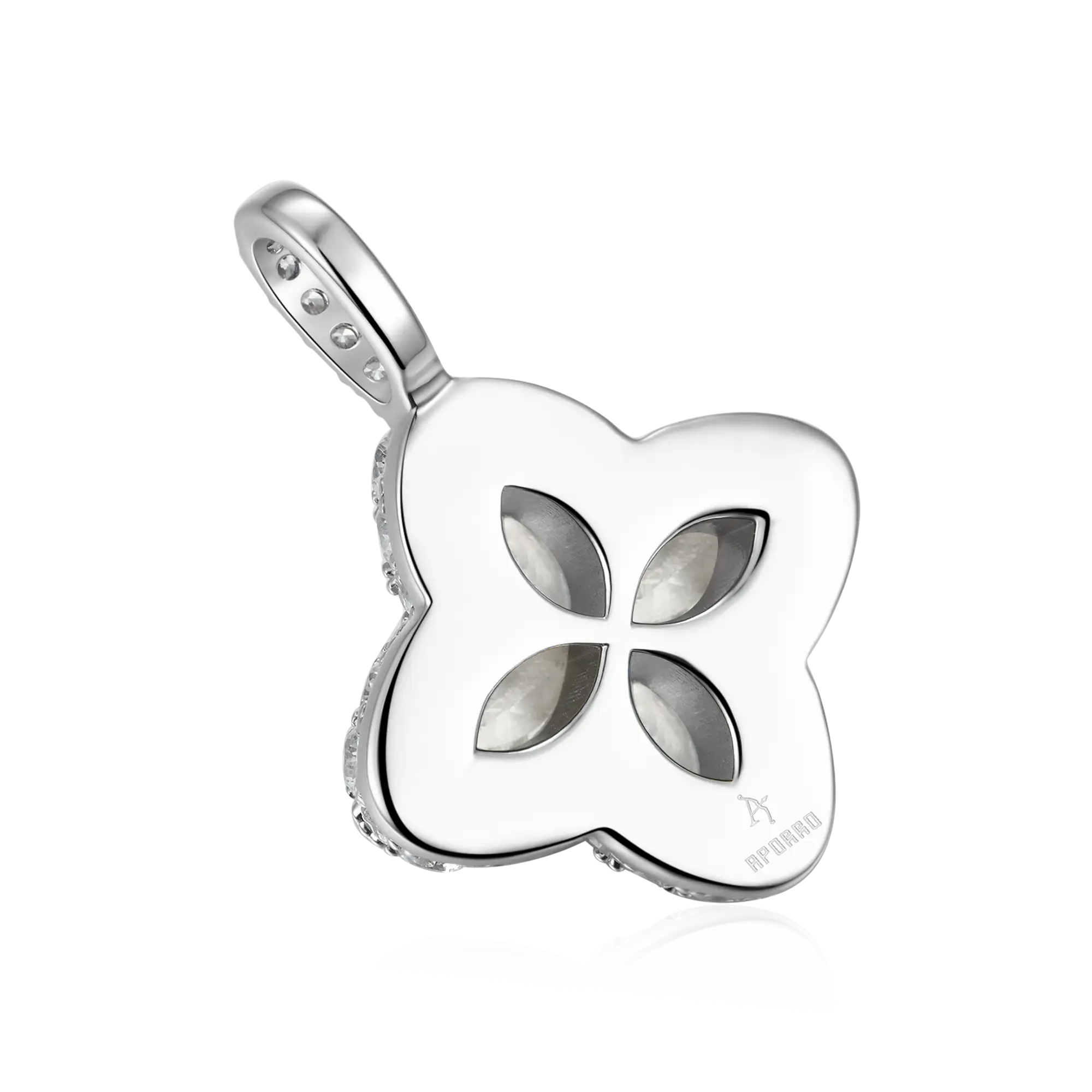 Iced Luminous Clover Pendant - White Diamond