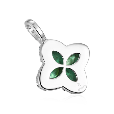 Pendentif trèfle lumineux glacé & Ensemble Trinity de chaîne de tennis