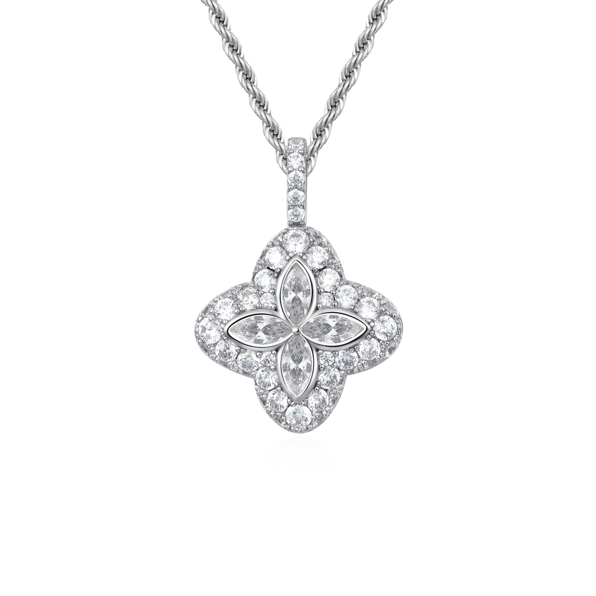 Moissanite Luminous Clover Pendant - White Diamond
