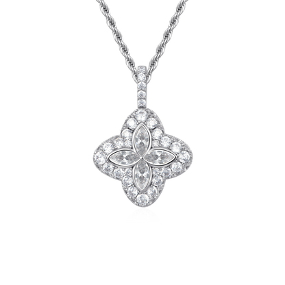 Pendentif Trèfle Lumineux Moissanite - Diamant Blanc