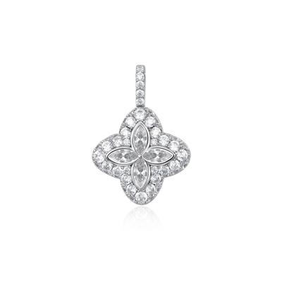 Iced Luminous Clover Pendant - White Diamond