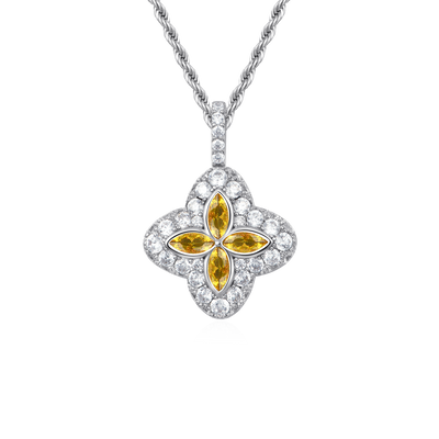 Vereiste leuchtende Kleeblatt-Anhänger – gelber Diamant