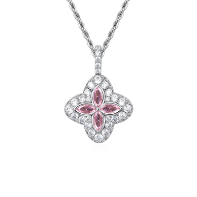 Colgante Trébol Luminoso Helado - Diamante Rosa