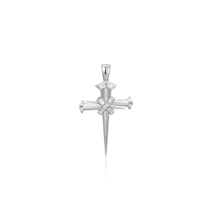 Moissanite Sacred Mercy Nail Cross Pendant