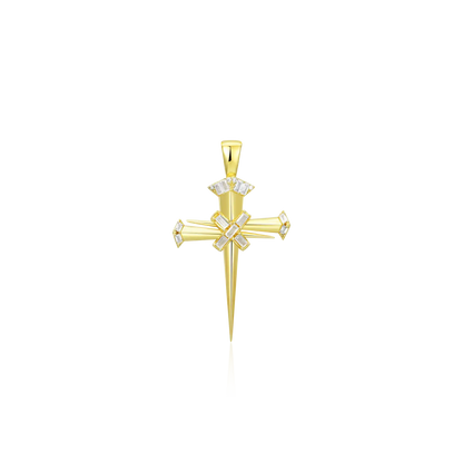 Moissanite Sacred Mercy Nail Cross Pendant