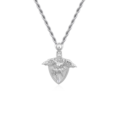 Moissanite Archangel Shield Pendant - Small