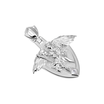 Moissanite Archangel Shield Pendant - Small