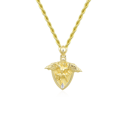 Moissanite Archangel Shield Pendant - Small