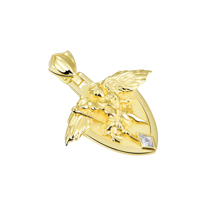 Moissanite Archangel Shield Pendant - Small