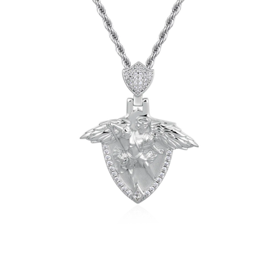 Moissanite Archangel Shield Pendant - Medium